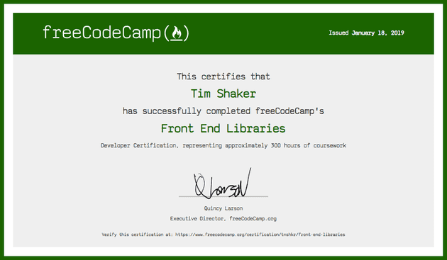 Front End Libraries Certification